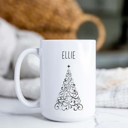 Ellie Personalized Custom Christmas Tree Coffee Mug
