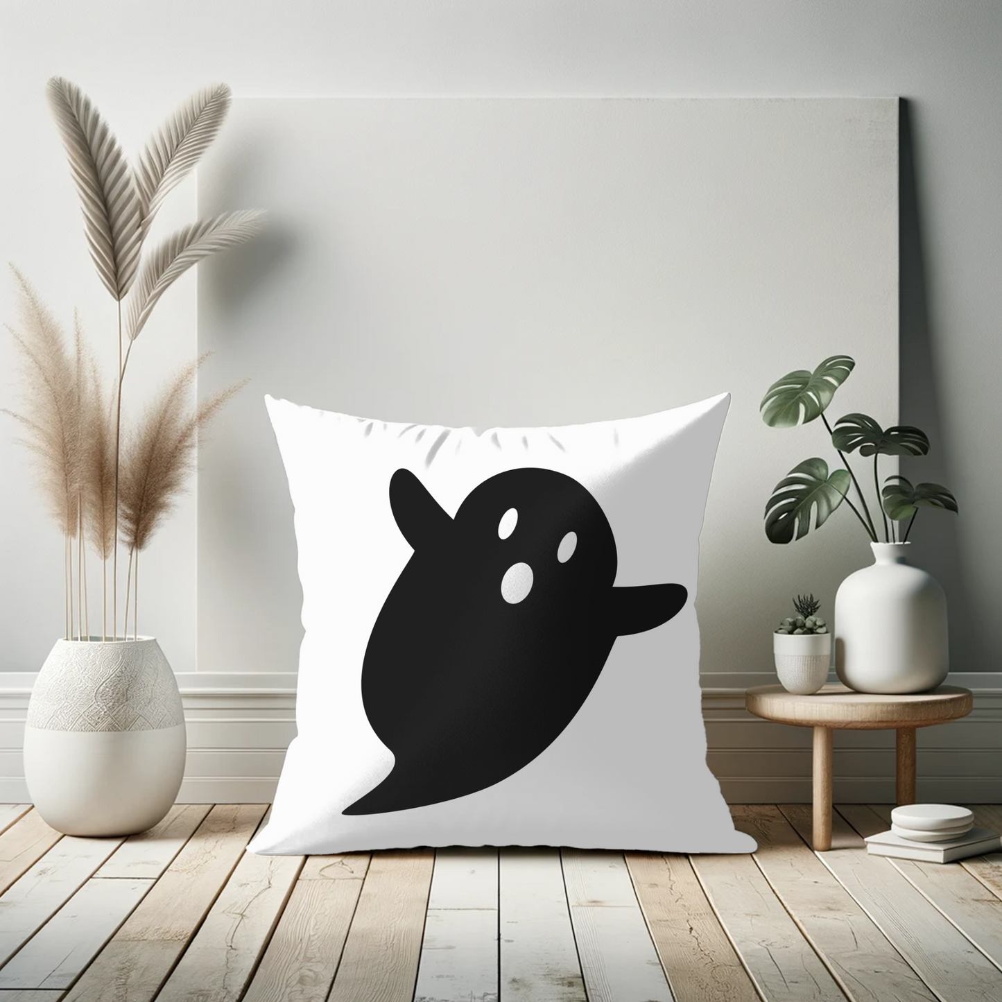 Black Ghost Halloween Pillow