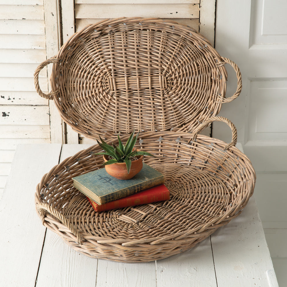 Wicker Tray Decor Set with Handles | Housewarming Home Gift - Design Club Home