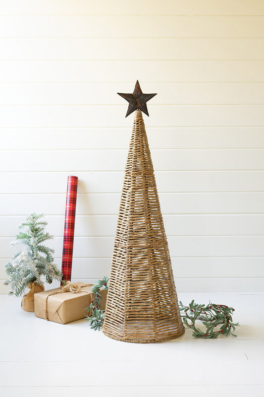 seagrass christmas tree with metal star holiday decoration gifts - Design Club Home