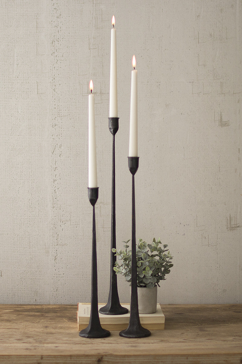 Tall Cast Iron Taper Candle Holders Set of 3 - Design Club Home