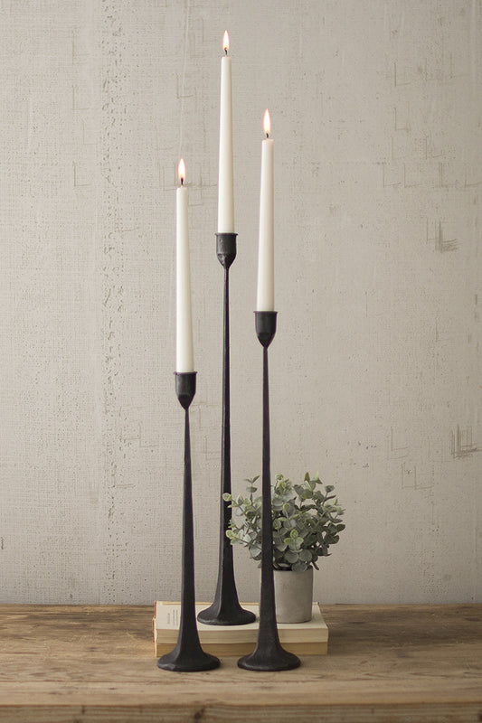 Tall Cast Iron Taper Candle Holders Set of 3