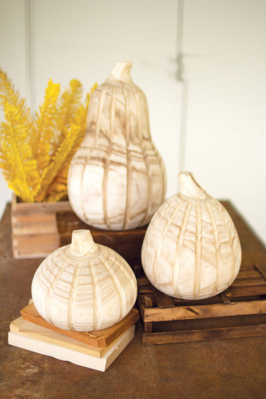 Wood Pumpkins Set of 3 Fall Halloween Decoration and Gifts | Thanksgiving Table - Design Club Home