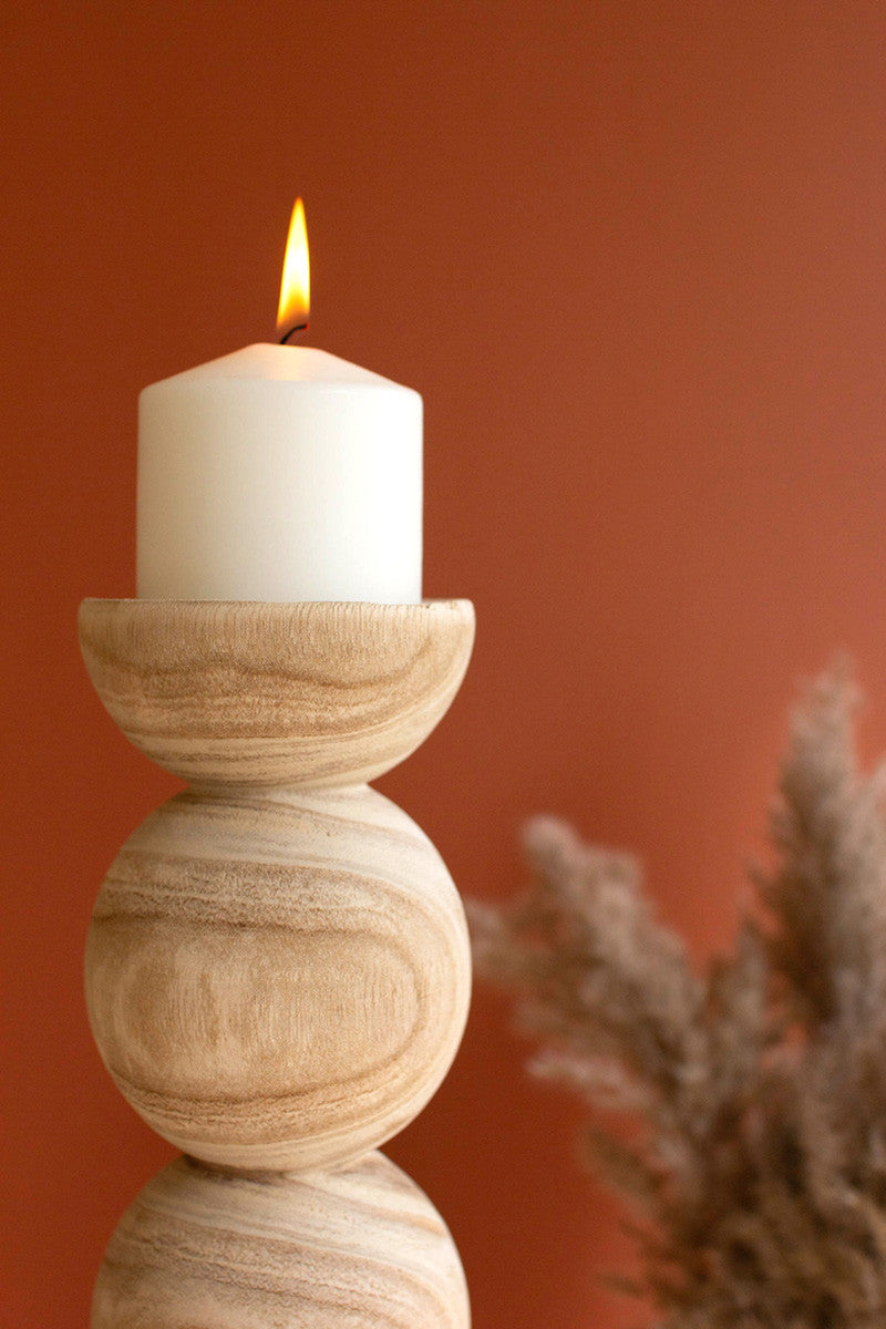 Wood Candle Holder Set of 2