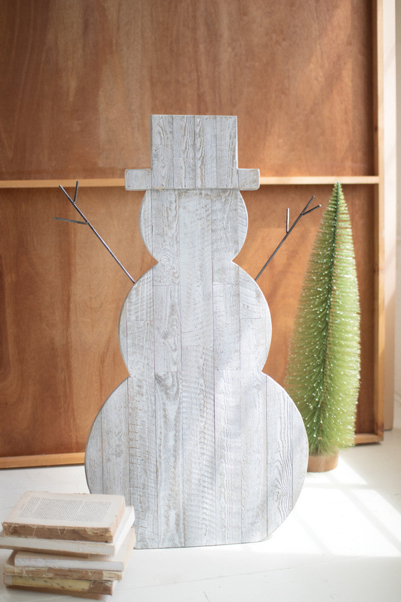 Wood Snowman with Stand Tall Christmas Display and Decor