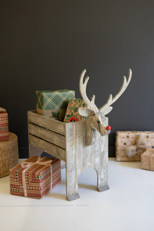 Recycled Wood Reindeer Crate - Design Club Home