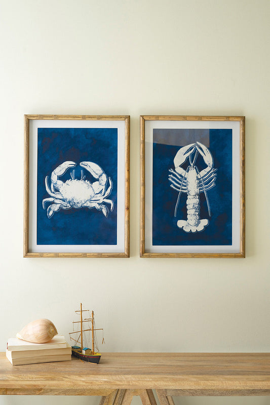 Crab and Lobster Blue Wall Art Set