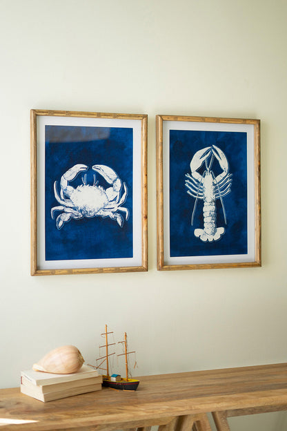 Crab and Lobster Blue Wall Art Set