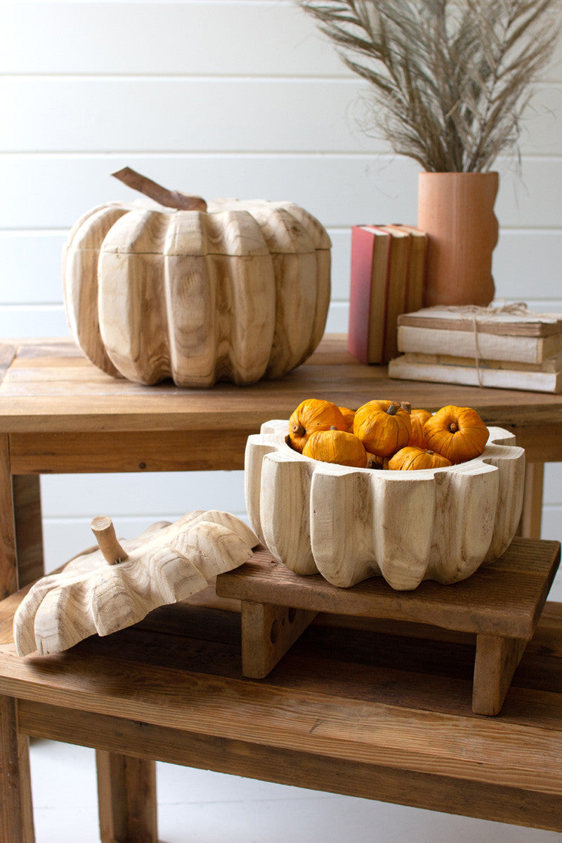 Wood Pumpkin Fall Decor Set of 2 | Home Decor Gifts - Design Club Home