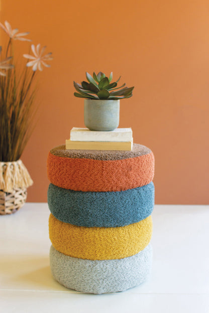 Multi-Color Stacked Pouf