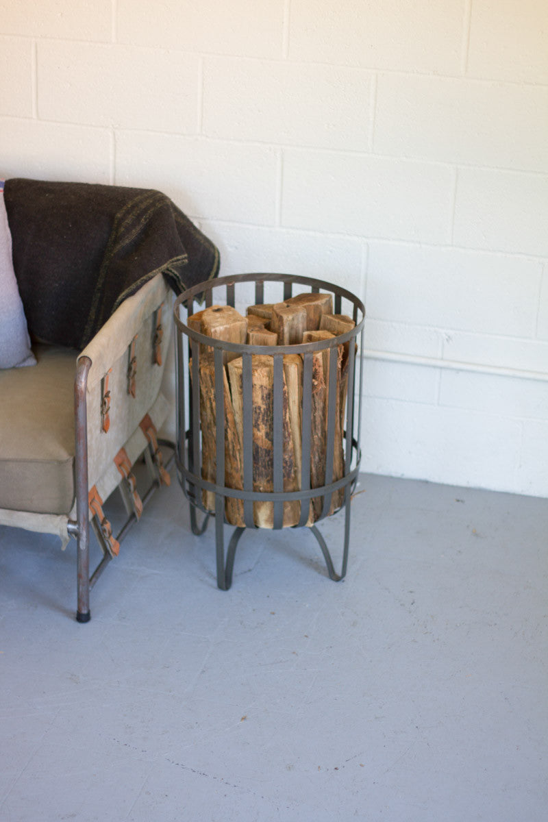 Metal Basket for Blankets, Firewood, Logs, Storage Rustic - Design Club Home