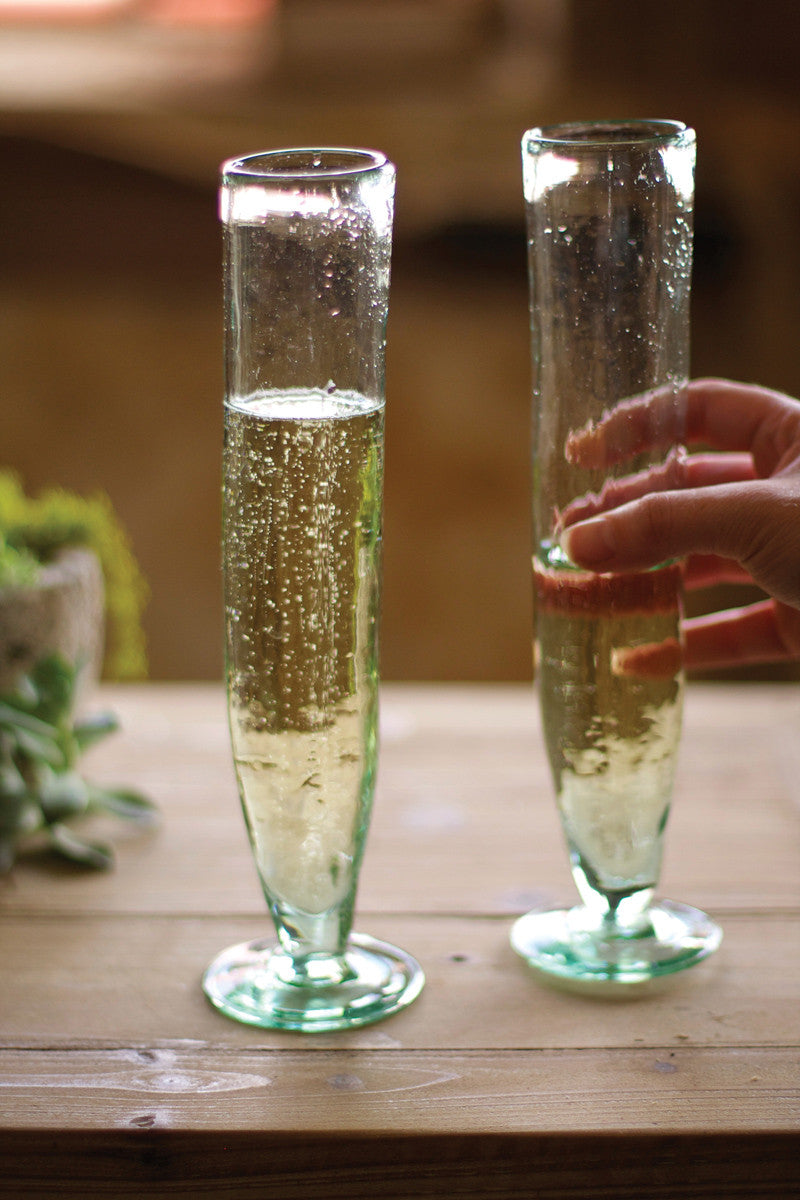 Recycled Glass Champagne Flute Tall Set of 6 - Design Club Home