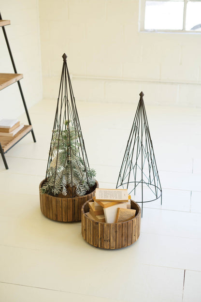 Metal Trees with Wood Bases set of 2 Home Decoration | Home Gifts - Design Club Home