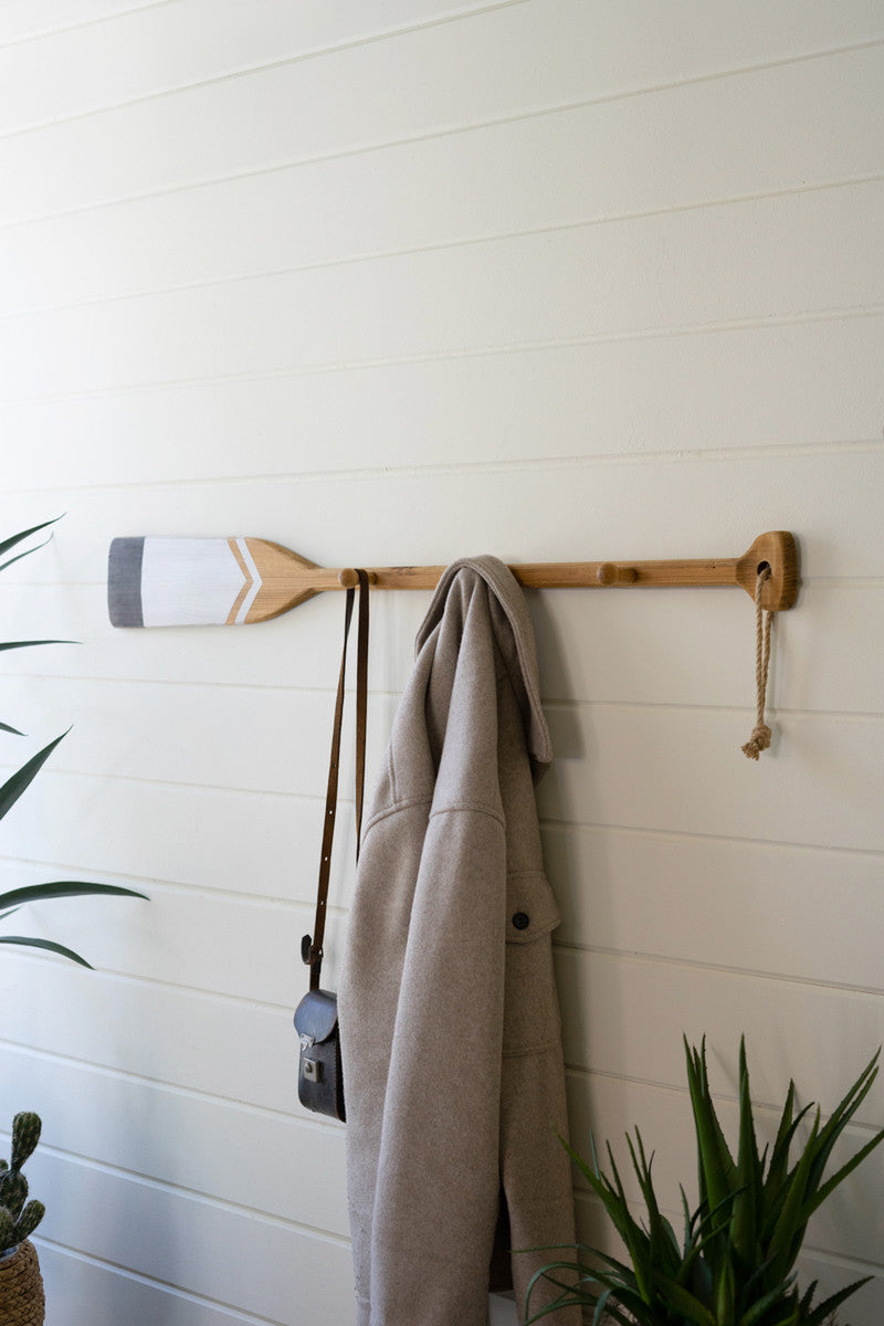 Wall Mount Coat Rack Wooden Paddle Wall Decor