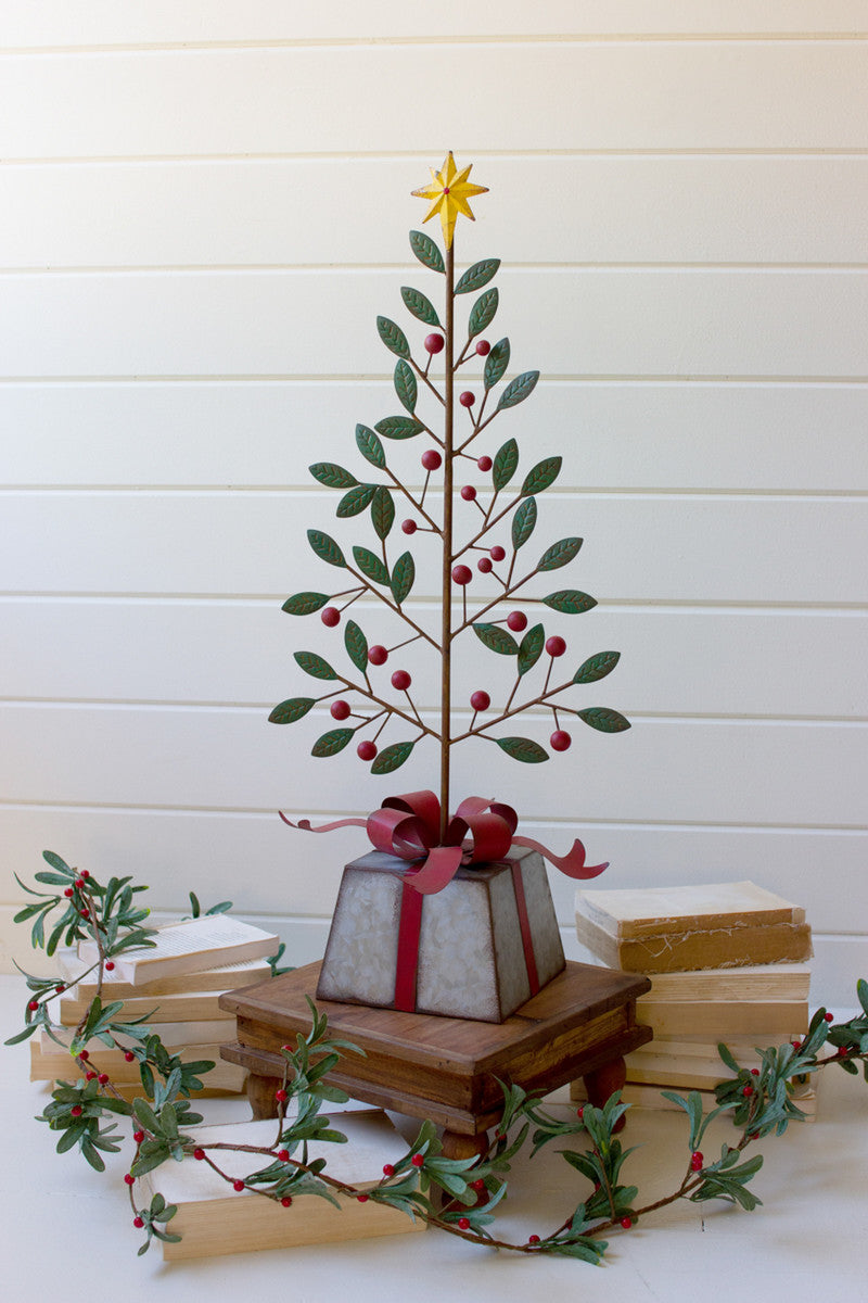 Painted Metal Christmas Tree with Gold Star