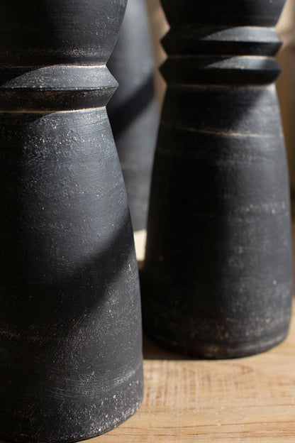 Black Clay Candleholders Set of 5