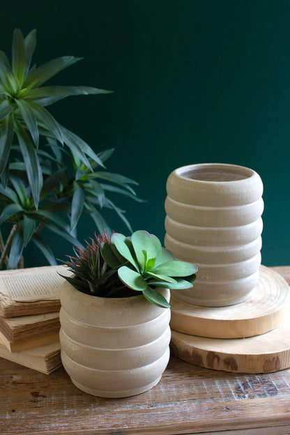 Stacked Ring Clay Pots Set of 2