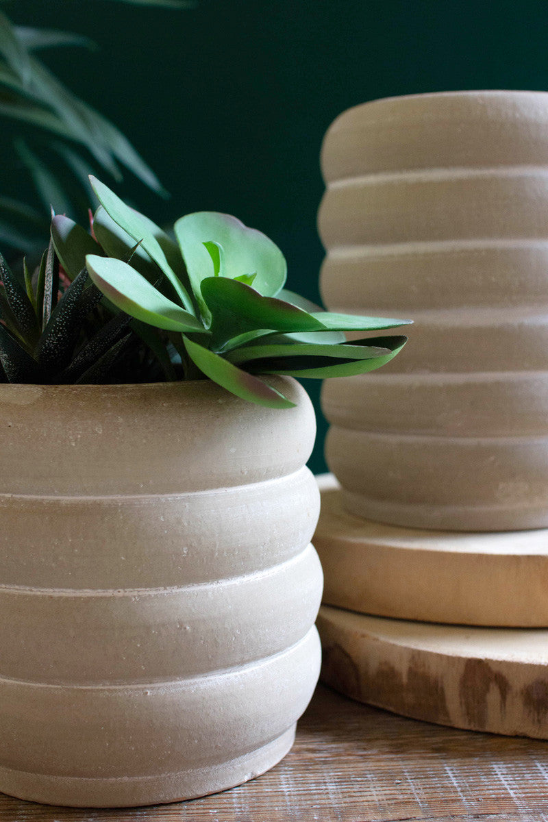 Stacked Ring Clay Pots Set of 2