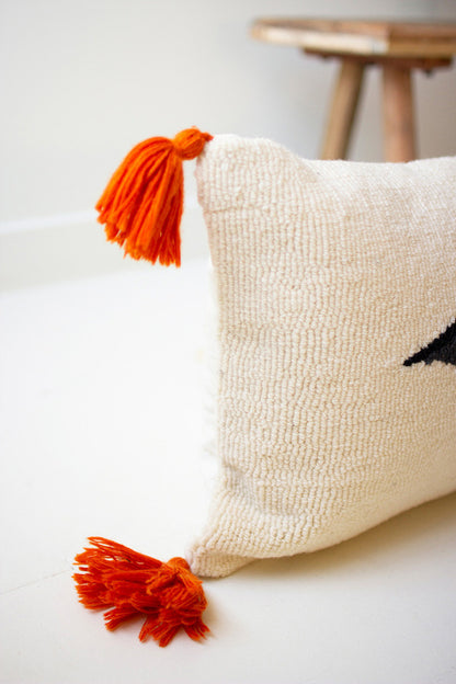 Halloween Bat Hand Hooked Pillow