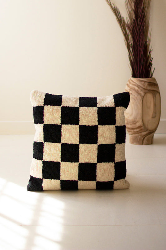 Checkered Black And White Throw Pillow