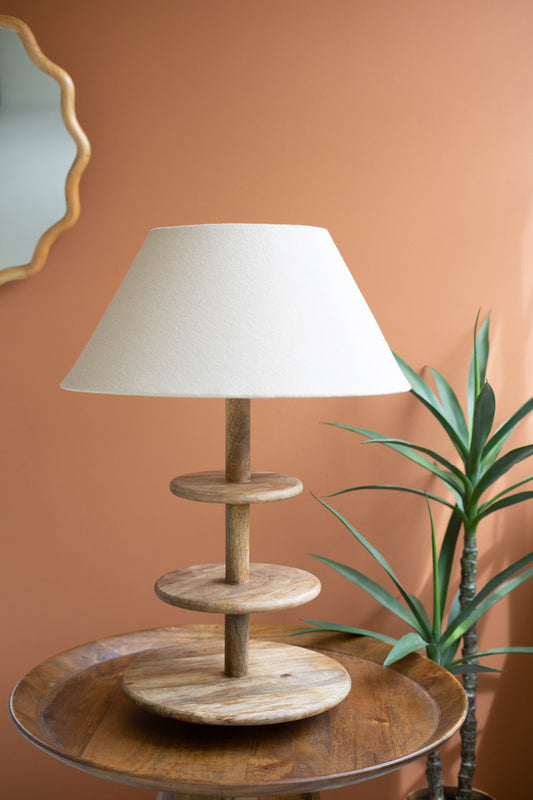 Mango Wood Table Lamp with 3 Tiered Shelf
