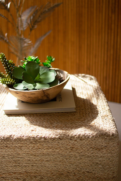 Square Ottoman Pouf Footstool Natural Jute - Design Club Home