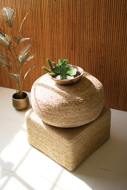 Square Ottoman Pouf Footstool Natural Jute - Design Club Home