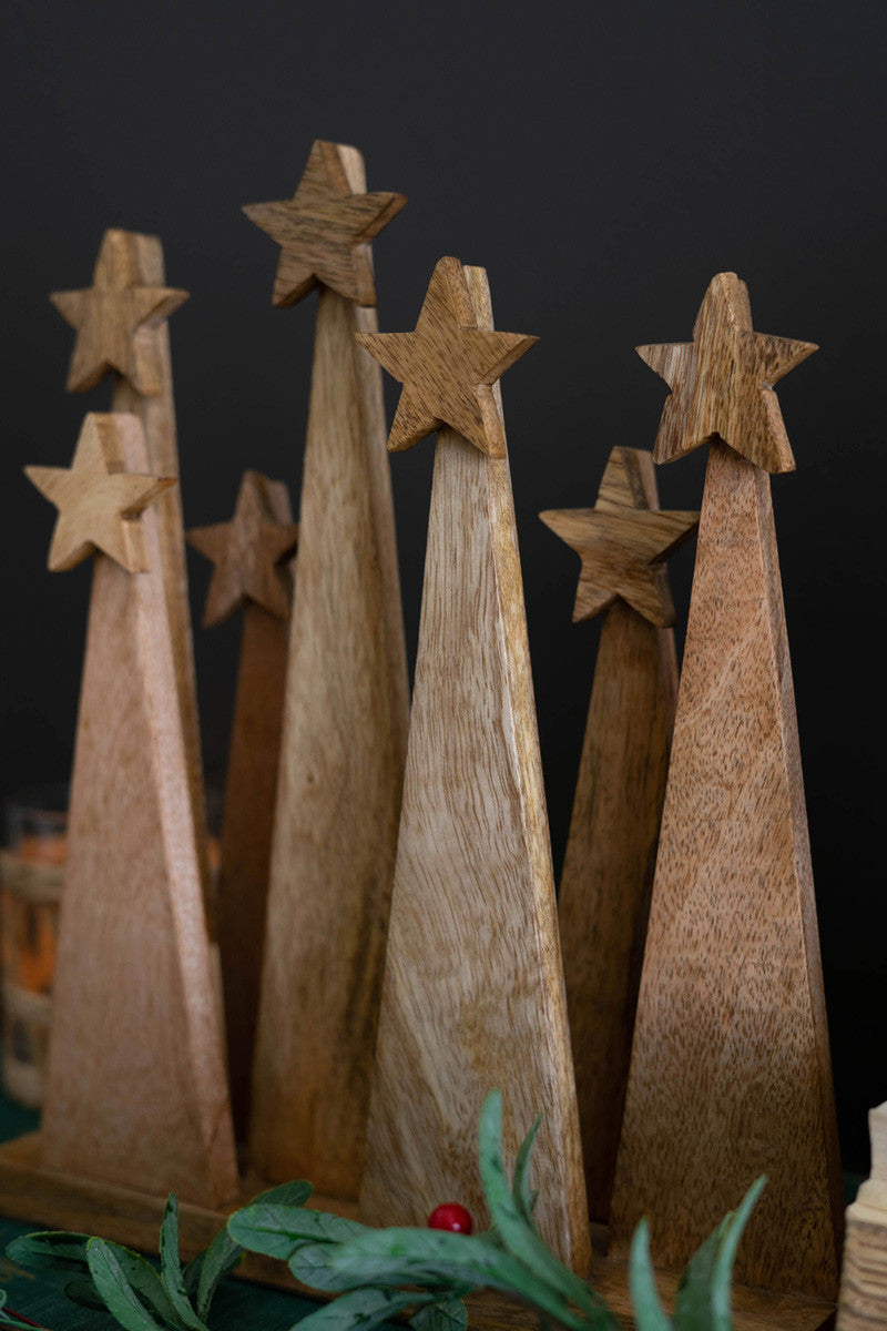 wooden christmas trees on a base holiday home decor | christmas gifts - Design Club Home