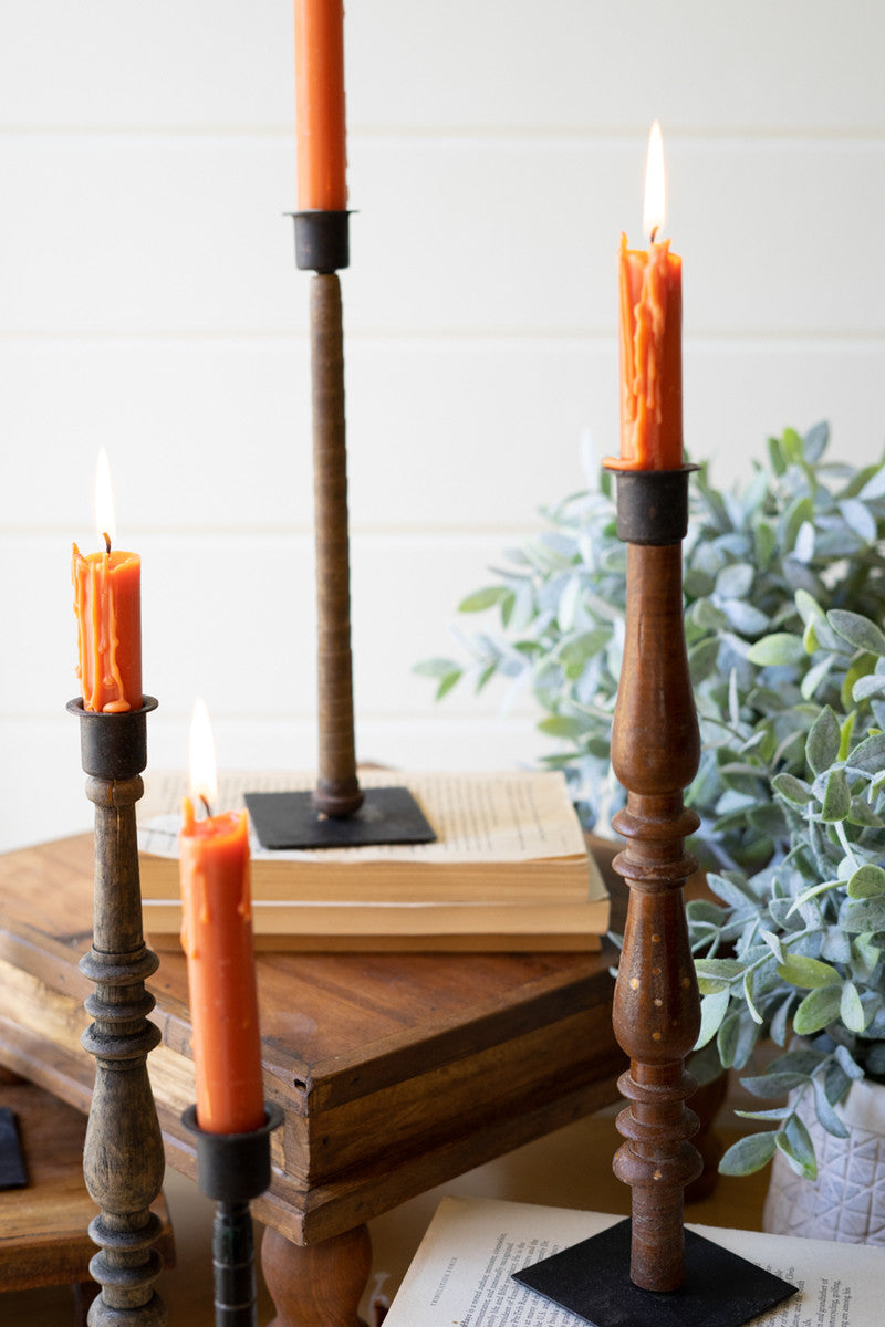 Wood and Metal Candleholders set of 5 Home Decor | Christmas Gift | Housewarming Gift | Farmhouse - Design Club Home