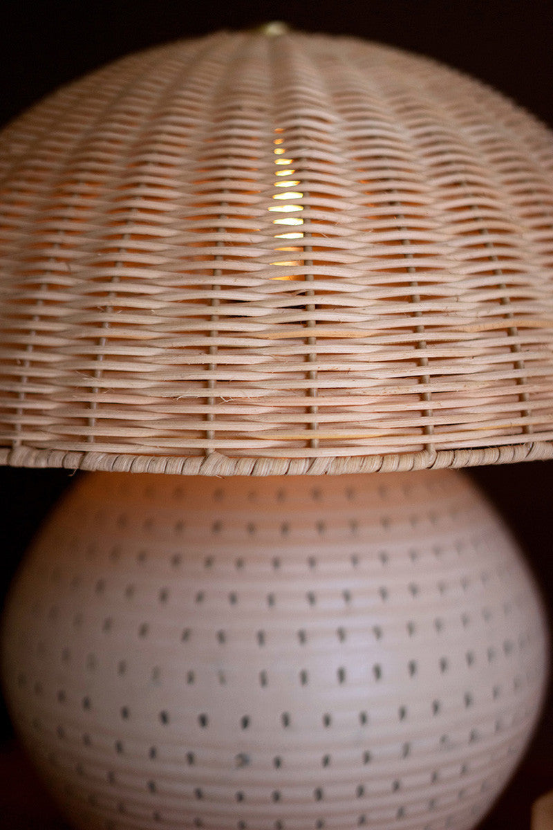 Ceramic Table Lamp with Rattan Shade