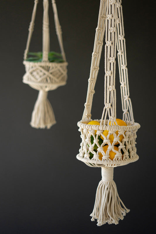 Hanging Macrame Baskets - Set of 2