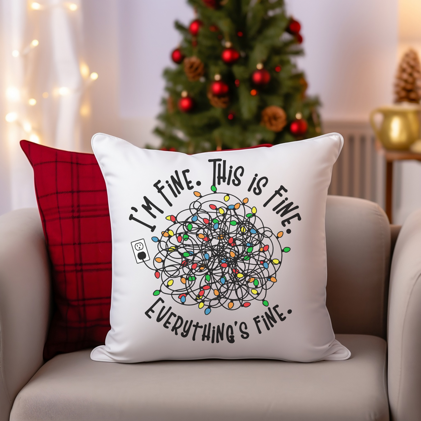 Christmas Throw Pillow Funny Farmhouse Holiday Accent Pillow Hostess Housewarming Gift - Design Club Home