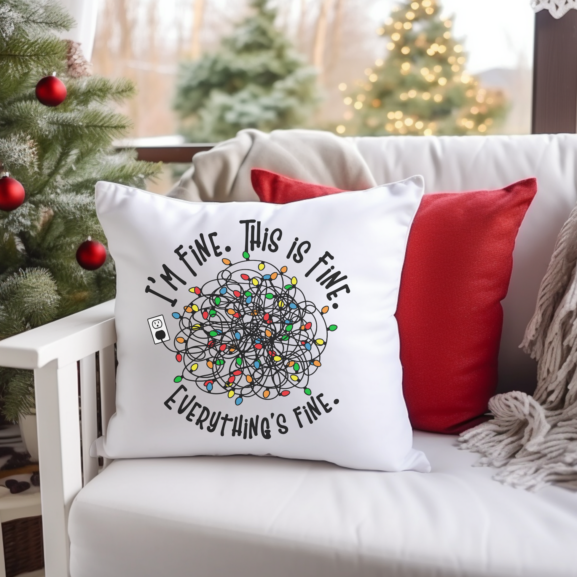 Christmas Throw Pillow Funny Farmhouse Holiday Accent Pillow Hostess Housewarming Gift - Design Club Home