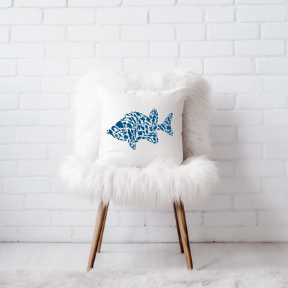 Fish Blue Pillow 16 x 16, Fishing Gifts,  Animal Lovers Gift, Coastal Home Decoration - Design Club Home