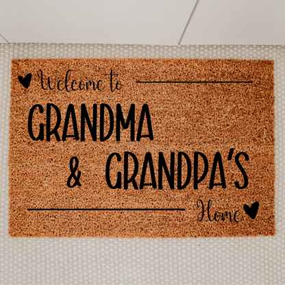 Grandparents Personalized Doormat Custom Grand Parent Welcome Mat from Grandkids - Design Club Home