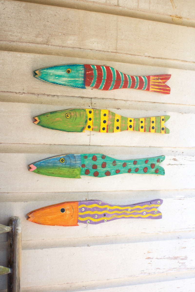 recycled wood folk art fish - set of 4 - Design Club Home