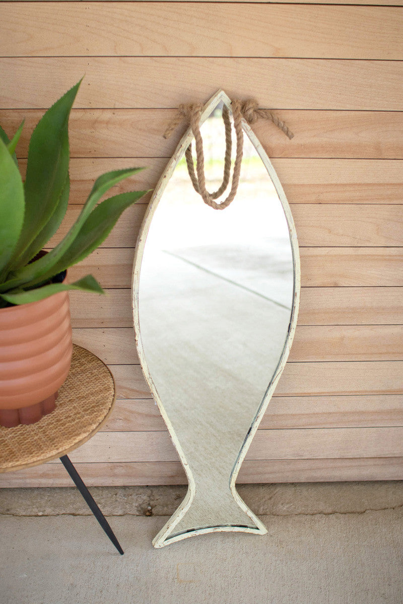 vertical fish mirror with rope hanger - Design Club Home