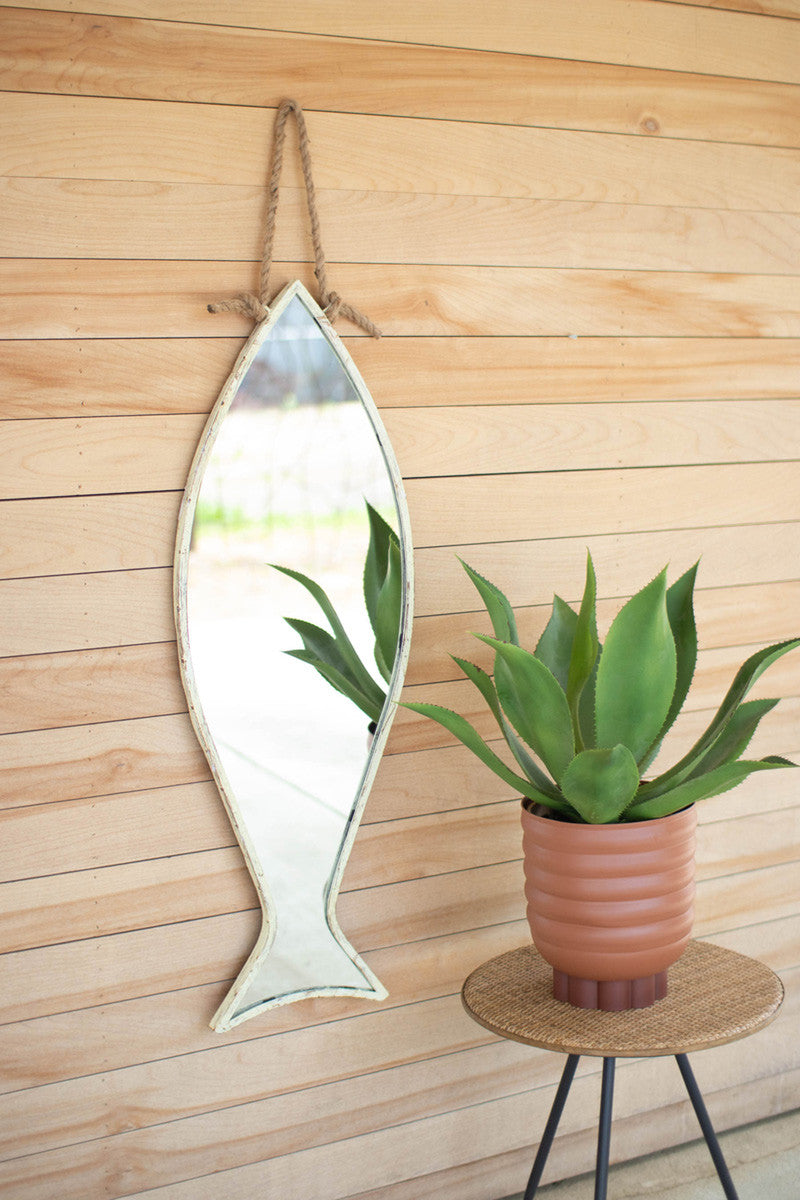 vertical fish mirror with rope hanger - Design Club Home