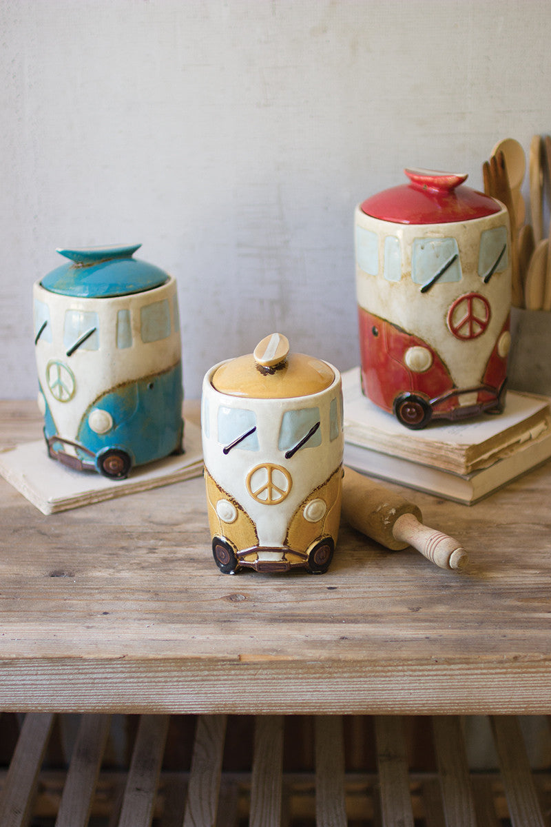 Ceramic Van Cannisters with Surfboard Handles - Set of 3 - Design Club Home