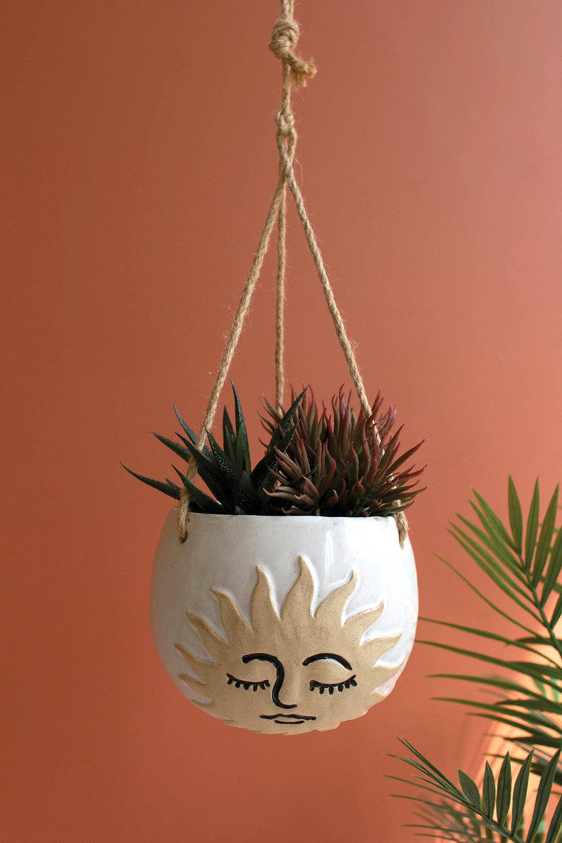 hanging planter ceramic sun face - Design Club Home