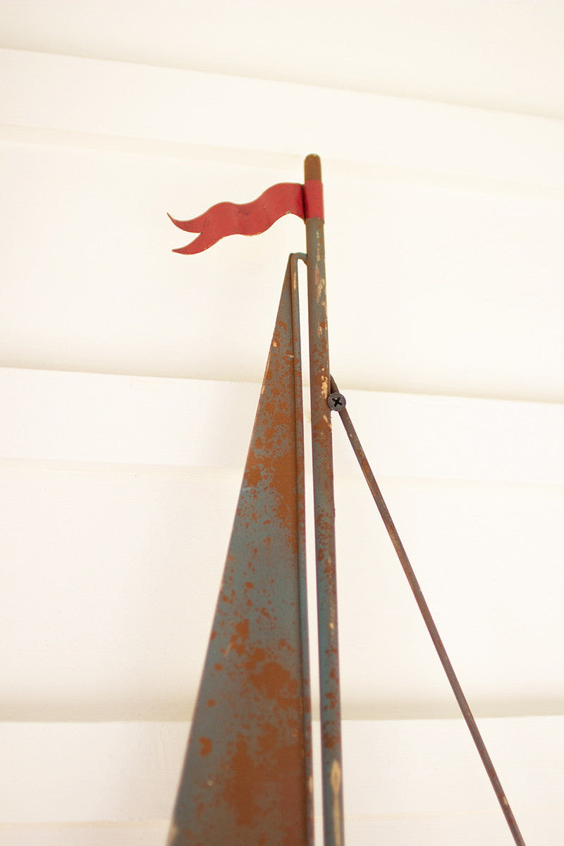 painted metal sailboat wall hangings - set of 2 - Design Club Home