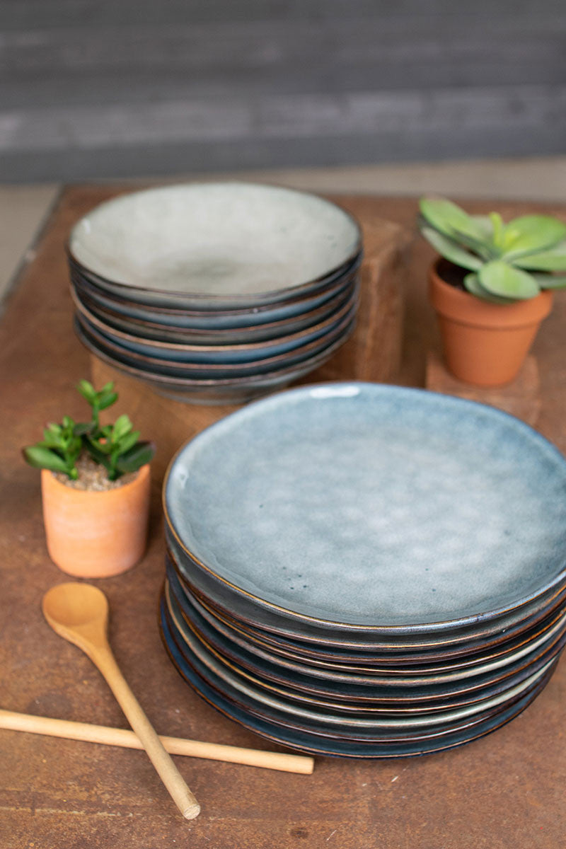 set of 2 blue ceramic dinner plate and bowl - Design Club Home