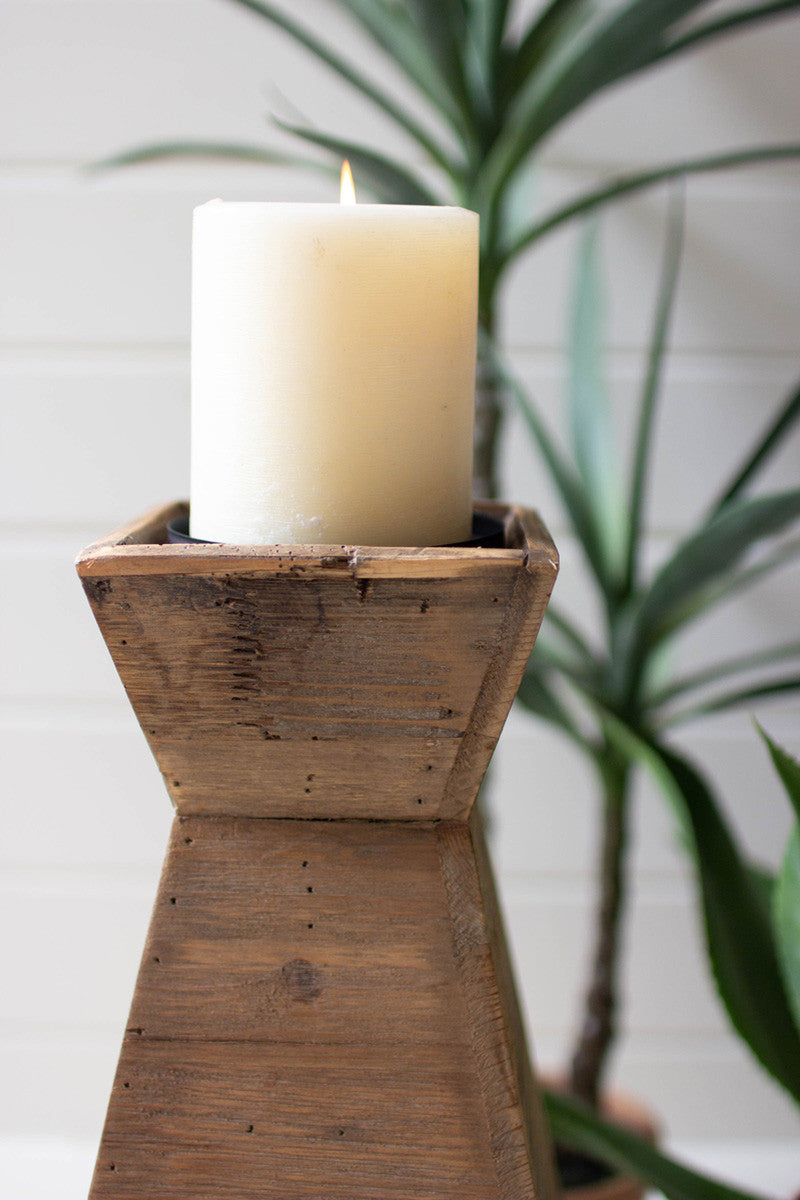 candleholder recycled wood set of 3 | wedding decor | farmhouse | housewarming gift | coastal decor - Design Club Home