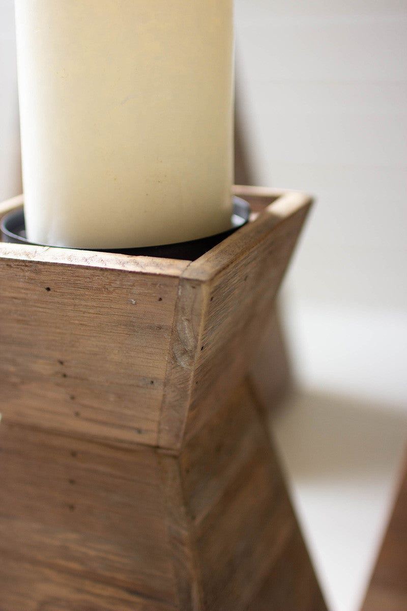 candleholder recycled wood set of 3 | wedding decor | farmhouse | housewarming gift | coastal decor - Design Club Home