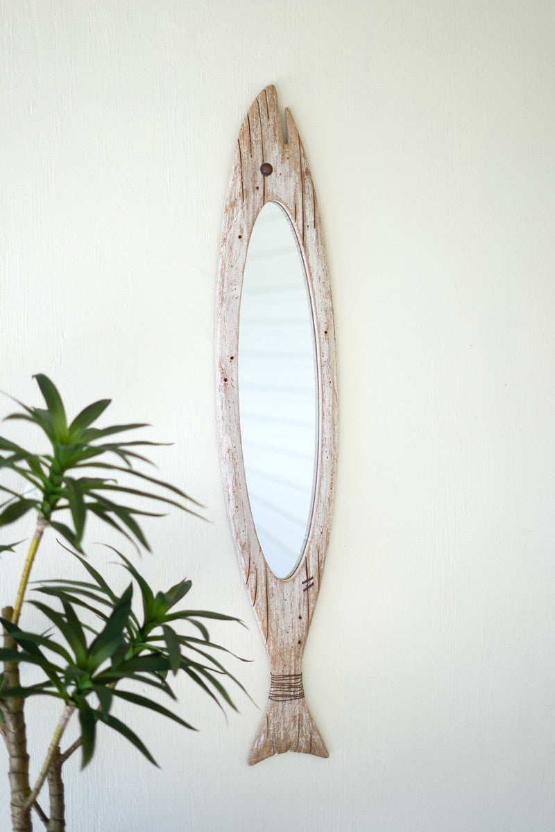 carved wooden fish mirror - Design Club Home