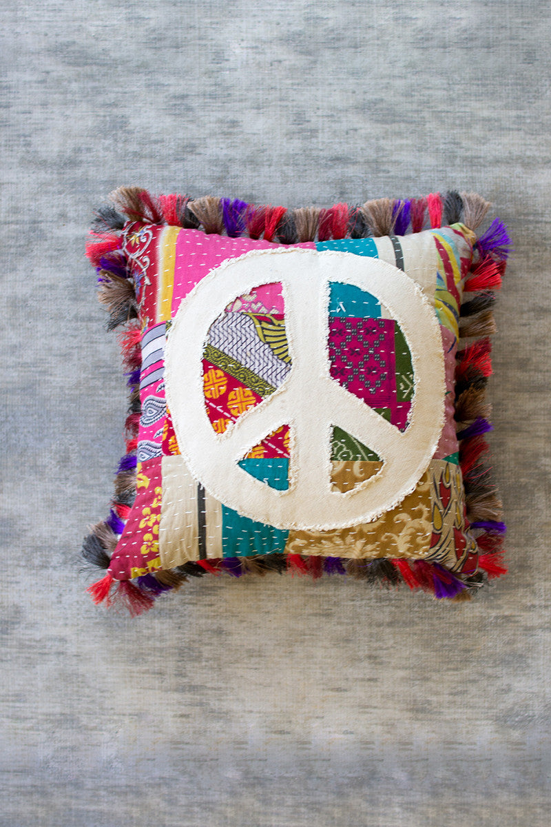 Peace Kantha Pillow - Design Club Home