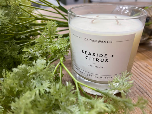 Seaside + Citrus Glass Tumbler Soy Candle - Design Club Home