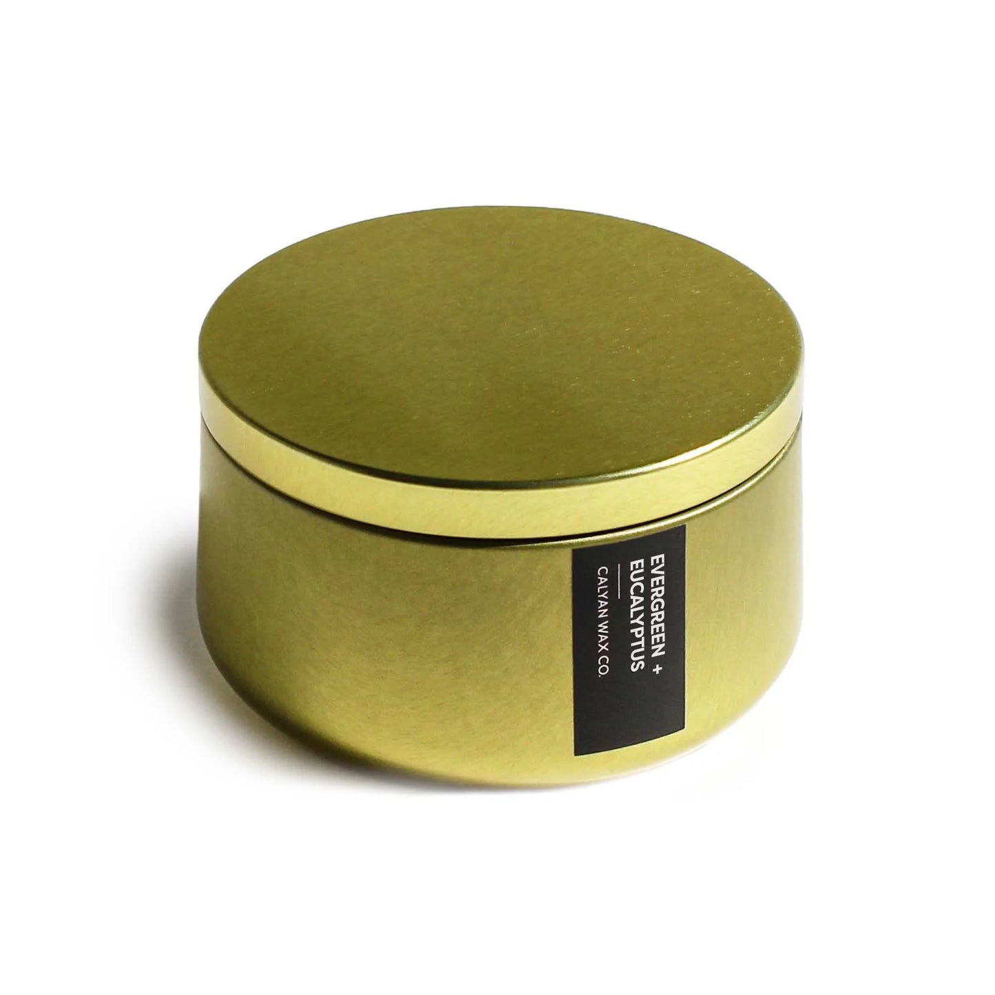 Evergreen + Eucalyptus Gold Metal Tin Soy Candle - Design Club Home